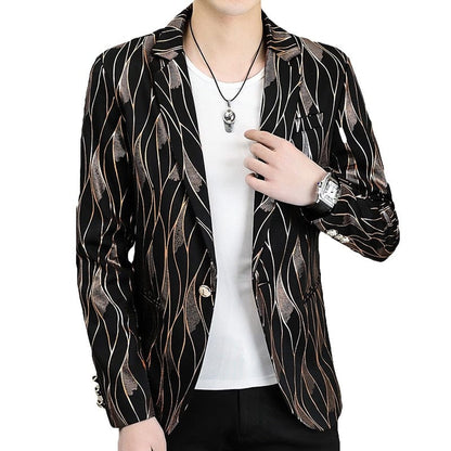 New Black Bronzing Men Blazers Slim Fit Business Casual Suit Jacket Streetwear Social Wedding Dress Coat Costume Homme