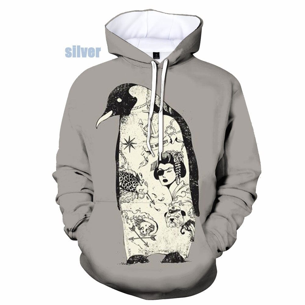 2022 Women Men New Fashion 3D Print Casual Hoodies Cute Penguin Print Pullover Sweatshirt Hoodie Size XS-5XL