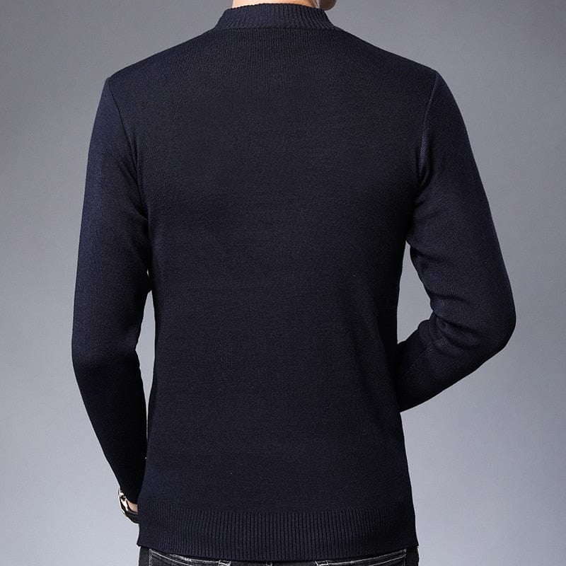 Zipper Thick Warm Winter Striped Knitted Pull Sweater Men Wear Jersey Mens Pullover Knit Mens Sweaters Male Fashions 93003