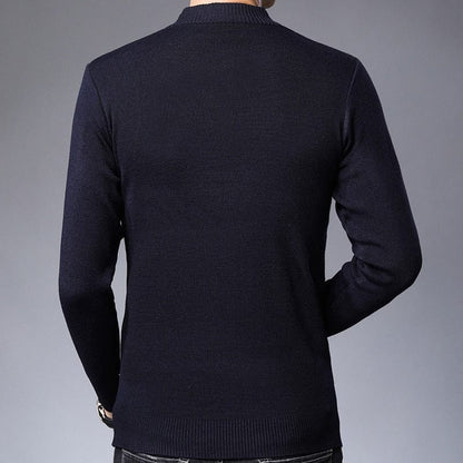 Zipper Thick Warm Winter Striped Knitted Pull Sweater Men Wear Jersey Mens Pullover Knit Mens Sweaters Male Fashions 93003