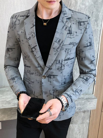 New Brand Clothing Fashion Men's Spring High Quality Leisure Business Suit Male Printing Casual Blazers Jacket Plus Size S-3XL