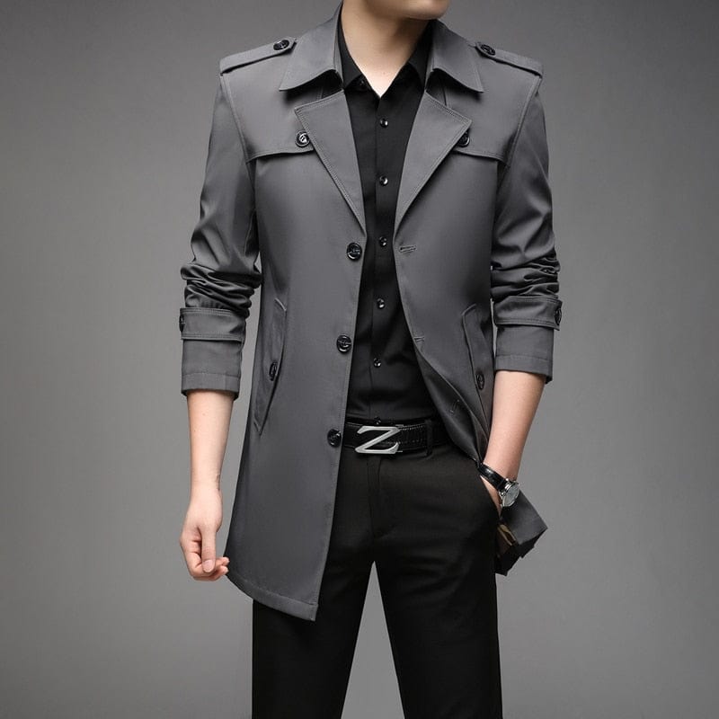 New Spring Men Trench Fashion England Style Long Trench Coats Mens Casual Outerwear Jackets Windbreaker Brand Mens Clothing