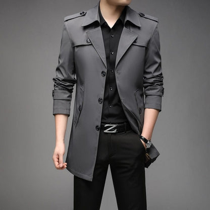 New Spring Men Trench Fashion England Style Long Trench Coats Mens Casual Outerwear Jackets Windbreaker Brand Mens Clothing