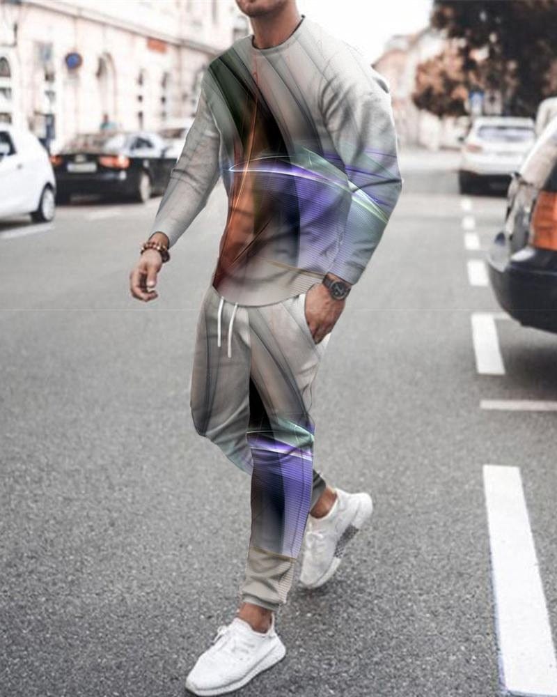 Men&#39; s 3D SET Printed Long Sleeve Suit Men&#39; s Sportswear Long Sleeve Men&#39;s