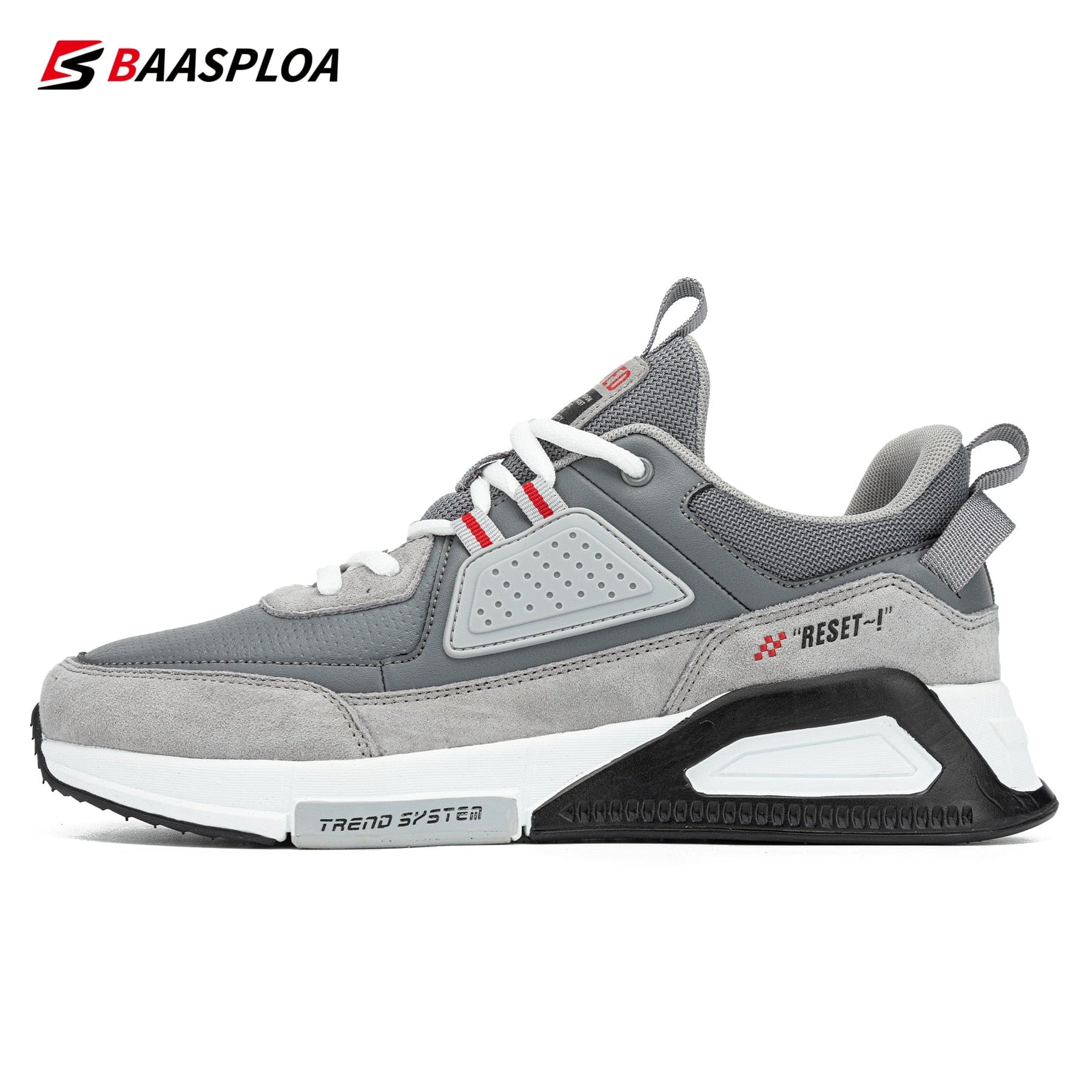 Baasploa Men Casual Waterproof Running Shoes Fashion Leather Skateboard Shoes Non-slip Wear-resistant Male Sport Shoes  New