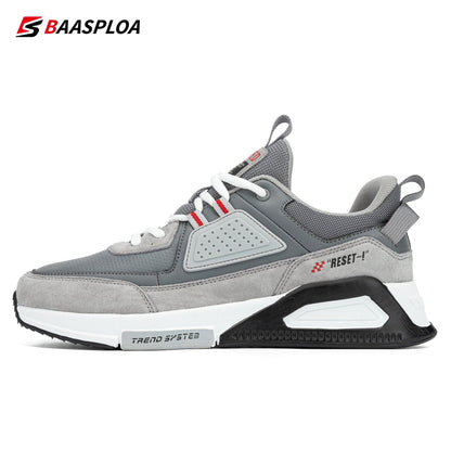 Baasploa Men Casual Waterproof Running Shoes Fashion Leather Skateboard Shoes Non-slip Wear-resistant Male Sport Shoes  New