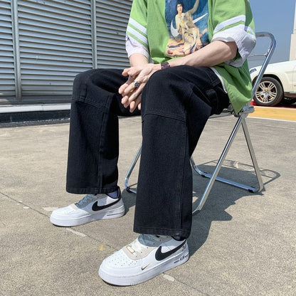 LAPPSTER Men Patchwork Baggy Casual Jeans Pants  Mens Y2k Japanese Streetwear Denim Trousers Male Vintage Kpop Fashion Jeans