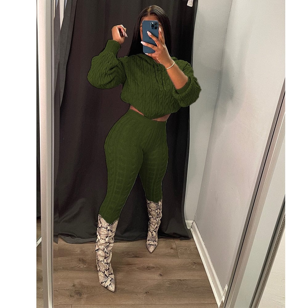 Knitwears Two Piece Set Winter Knitted Sweaters For Women Pullovers Crop Top 2022 Elegant Luxury Clothes Knit Tops 2 Piece Set