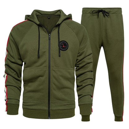Military Tracksuit Men Autumn Casual Set Male Streetwear Joggers Hooded Jackets + Pants 2 Piece Sets Army Green Sportsuits