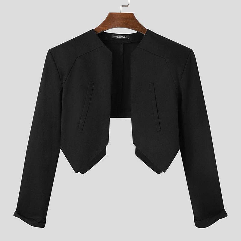 Blazer de modă pentru bărbați, culoare uni, cusătură deschisă, cu mânecă lungă, îmbrăcăminte de stradă, costume subțiri neregulate, pentru bărbați, 2022, paltoane scurte casual S-5XL INCERUN