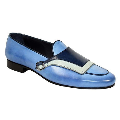 Men Loafers Shoes Beige Blue  Monk Pu Leather Party Handmade Shoes Designer Men Shoes Free Shipping Zapatos De Hombre