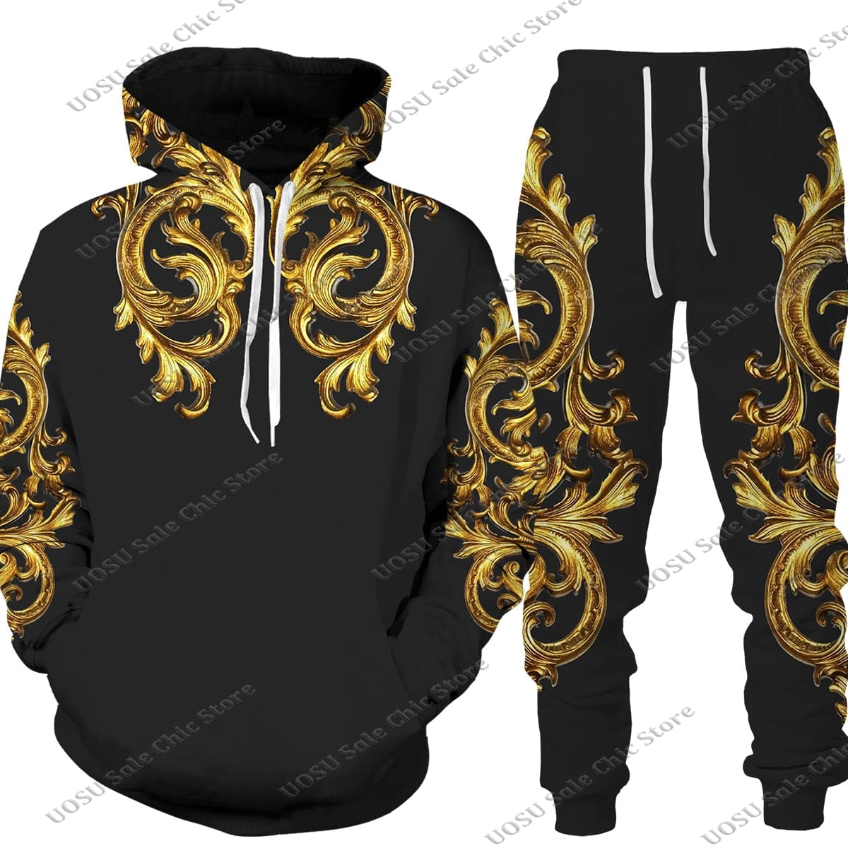 Men Women Golden Pattern Head Printed Hoodie/Trousers/Suit Graphic Oversize Hoodie Pants Tracksuit Mens Clothes Chandal