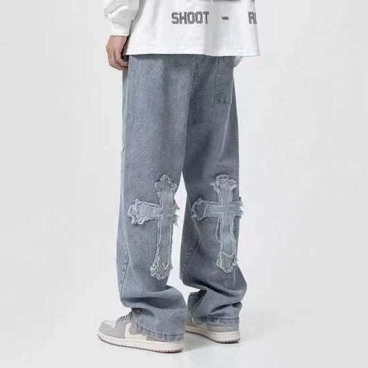 Bărbați Streetwear Blugi largi Pantaloni Cross Hip Hop Blugi bărbați largi Pantaloni Femei Blugi Boyfriend supradimensionați Blugi denim