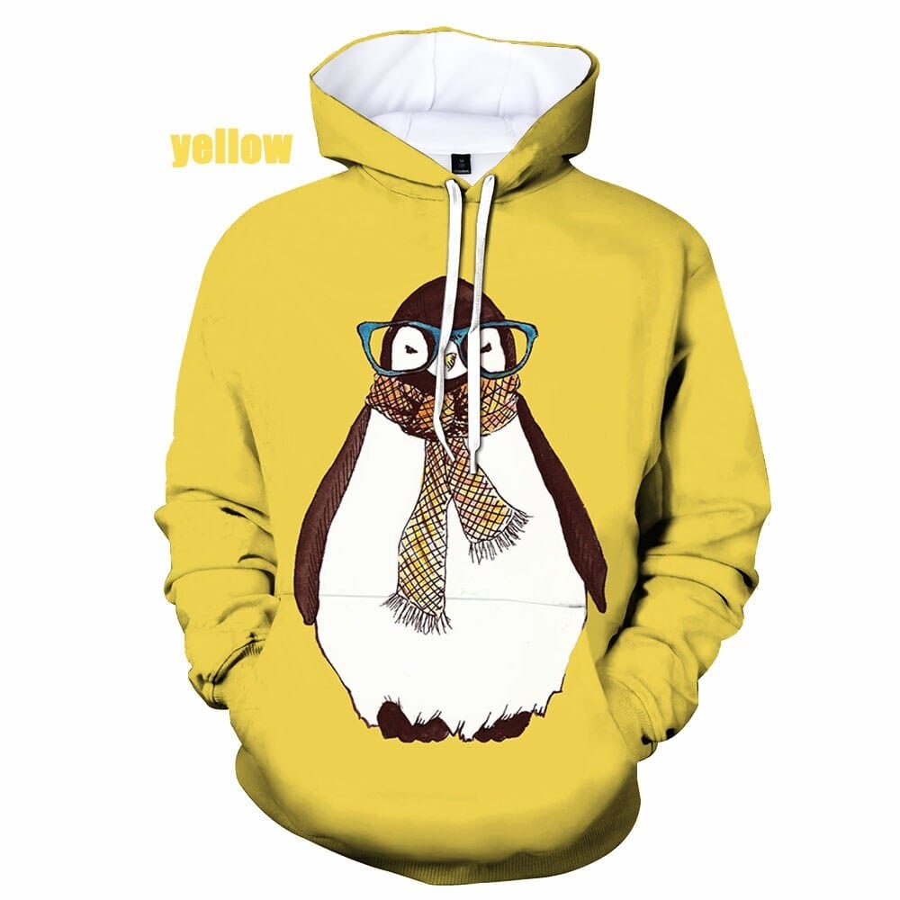 2022 Women Men New Fashion 3D Print Casual Hoodies Cute Penguin Print Pullover Sweatshirt Hoodie Size XS-5XL