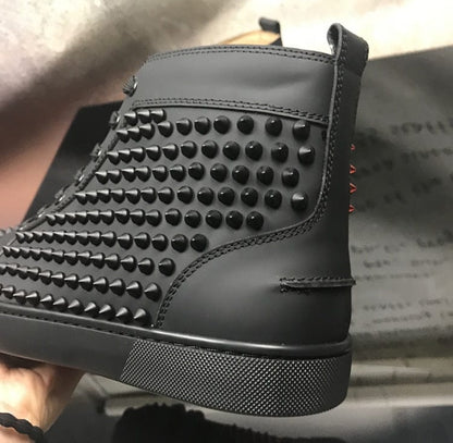 Luxury shoes, men's shoes, leather shoes, red-soled shoes, high-top men's shoes, casual shoes, printed shoes, black shoes