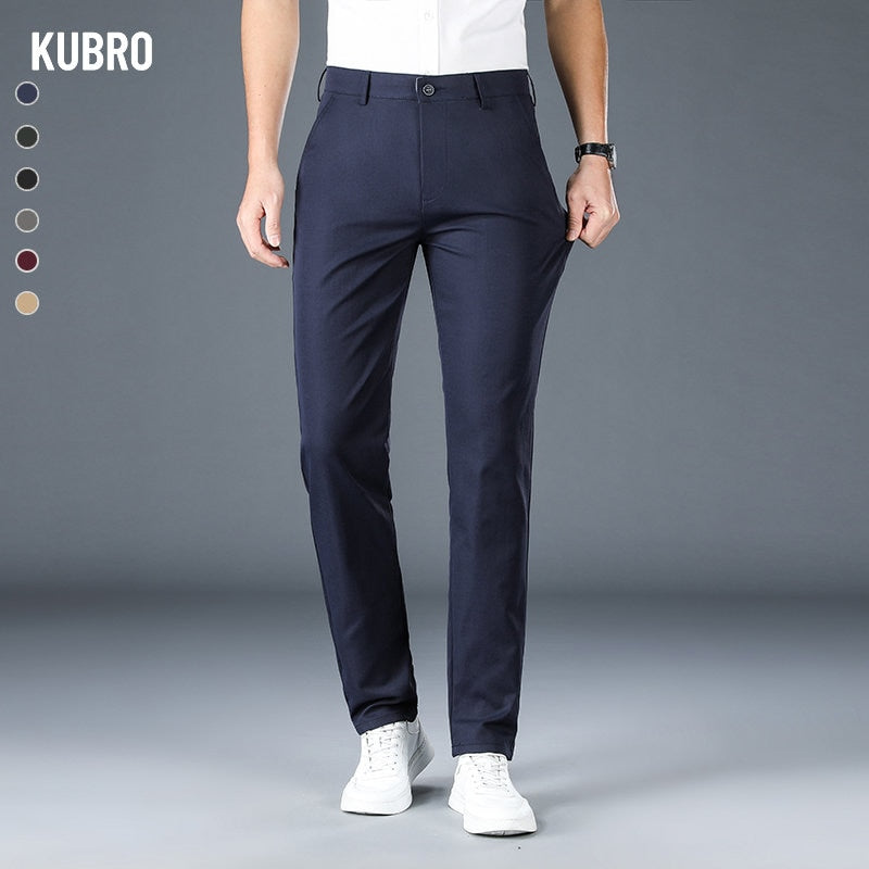 KUBRO Pantaloni casual pentru bărbați, la modă, toate se potrivesc, pentru bărbați, largi, drepti, modă de afaceri, rochie formală, pantaloni de costum, mărime mare 38 40