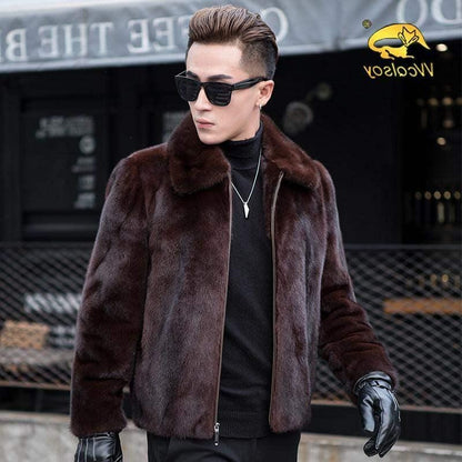 Autumn Winter New Men's Faux Mink Fur Coat Lapel Thick Warm Jackets Fashion Mens Eco-Friendly Faux Fur Coats Jackets L49