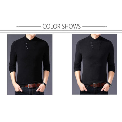 BROWON Spring Fashion Slim Fit T Shirt Men Cotton Tshirt Men Long Sleeve Irregular Collar Solid Color Men Clothes