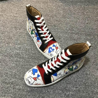 Pantofi de lux Pantofi cu fund roșu Top înalt Bărbați și femei Cupluri Trend piele Tendință de iarnă Tenisi casual