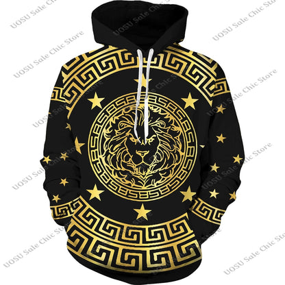 Men Women Golden Pattern Head Printed Hoodie/Trousers/Suit Graphic Oversize Hoodie Pants Tracksuit Mens Clothes Chandal