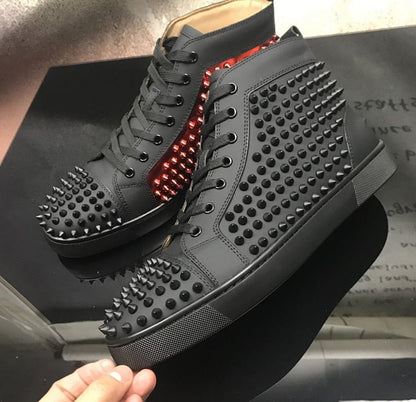 Luxury shoes, men's shoes, leather shoes, red-soled shoes, high-top men's shoes, casual shoes, printed shoes, black shoes