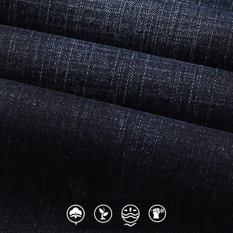 New Men&#39;s Fashion Jeans Business Casual Stretch Slim Jeans Classic Trousers Denim Pants Male Black Blue