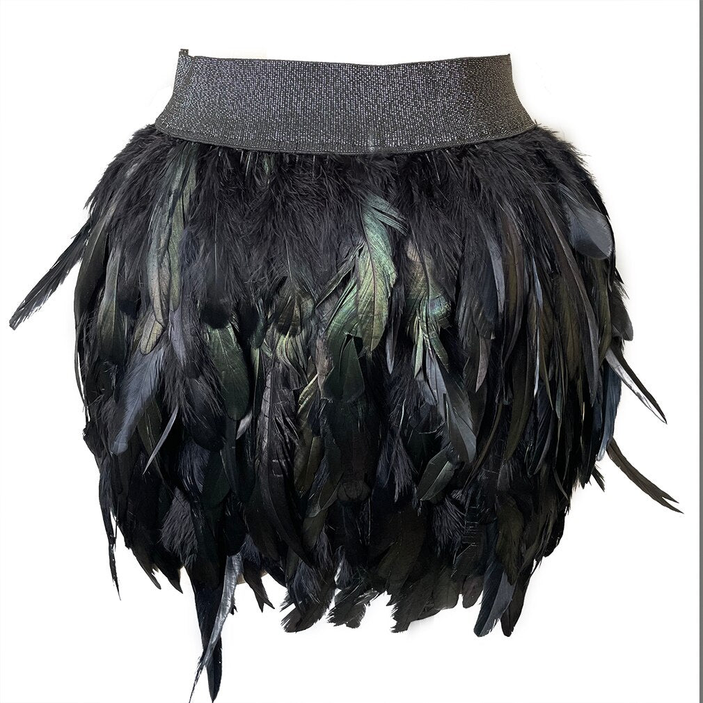 New Design Party Event Plumage Women Harajuku Sexy Lingerie Gothic Harness Garters Belt Swan Feather Skirt