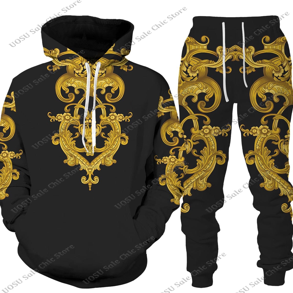 Men Women Golden Pattern Head Printed Hoodie/Trousers/Suit Graphic Oversize Hoodie Pants Tracksuit Mens Clothes Chandal