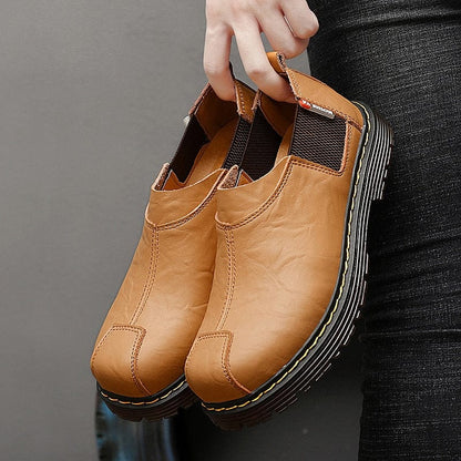 Men's Big-head Leather Shoes Fashion Genuine Leather Casual Shoes Top Quality Dress Oxford Shoes Men Flats Work Shoes Size 38-47