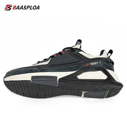 Baasploa Men Casual Waterproof Running Shoes Fashion Leather Skateboard Shoes Non-slip Wear-resistant Male Sport Shoes  New