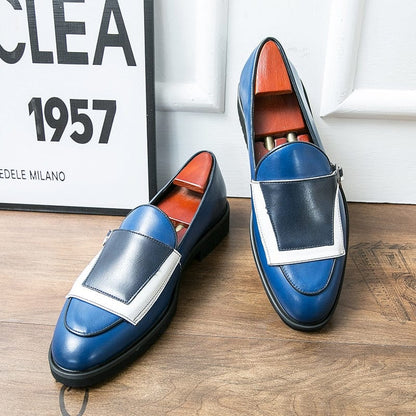 Men Loafers Shoes Beige Blue  Monk Pu Leather Party Handmade Shoes Designer Men Shoes Free Shipping Zapatos De Hombre