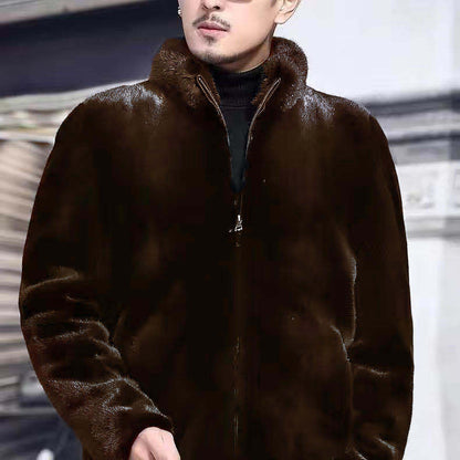 Autumn Winter New Men's Faux Mink Fur Coat Lapel Thick Warm Jackets Fashion Mens Eco-Friendly Faux Fur Coats Jackets L49