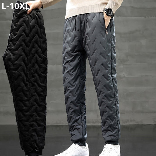 Pantaloni de jogging pentru bărbați, iarnă caldă, în aer liber, pantaloni largi, rezistenți la vânt, pentru zăpadă, 10XL, mărime mare, 9XL, 8XL, 7XL, pentru adolescenți, pantaloni mari din bumbac.