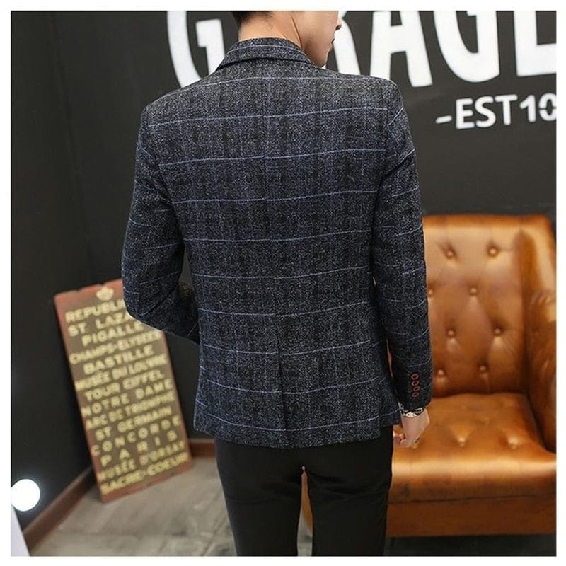 Men Suit Blazers Jackets New Spring Autumn Plaid Casual Suits Jackets Coats Business Formal Wear Men Slim Fit Blazers Size 5XL