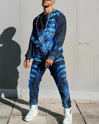 Men' s 3D SET Printed Long Sleeve Suit Men' s Sportswear Long Sleeve Men's