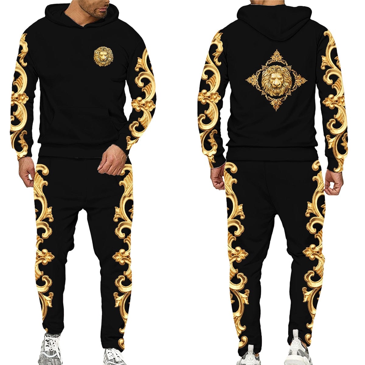 Men Women Golden Pattern Head Printed Hoodie/Trousers/Suit Graphic Oversize Hoodie Pants Tracksuit Mens Clothes Chandal