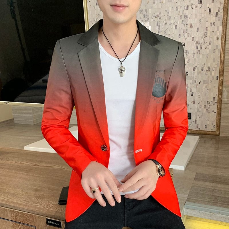 Blazer Fot Men 2022 Spring New Male Gradient Suit Jacket Masculino Korean Style Slim Fit Casual Men Fashion Trend Dress Jacket