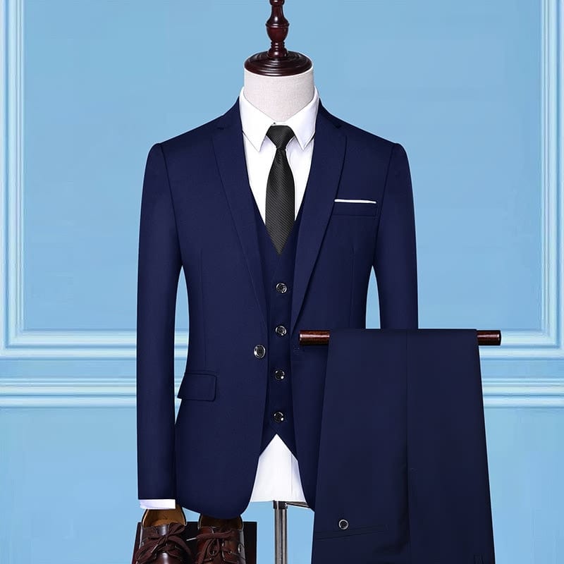 Formal Business Wedding 3 Pieces Suit Set / Male 2022 Blazers Jacket Pants Vest Trousers Dress Waistcoat