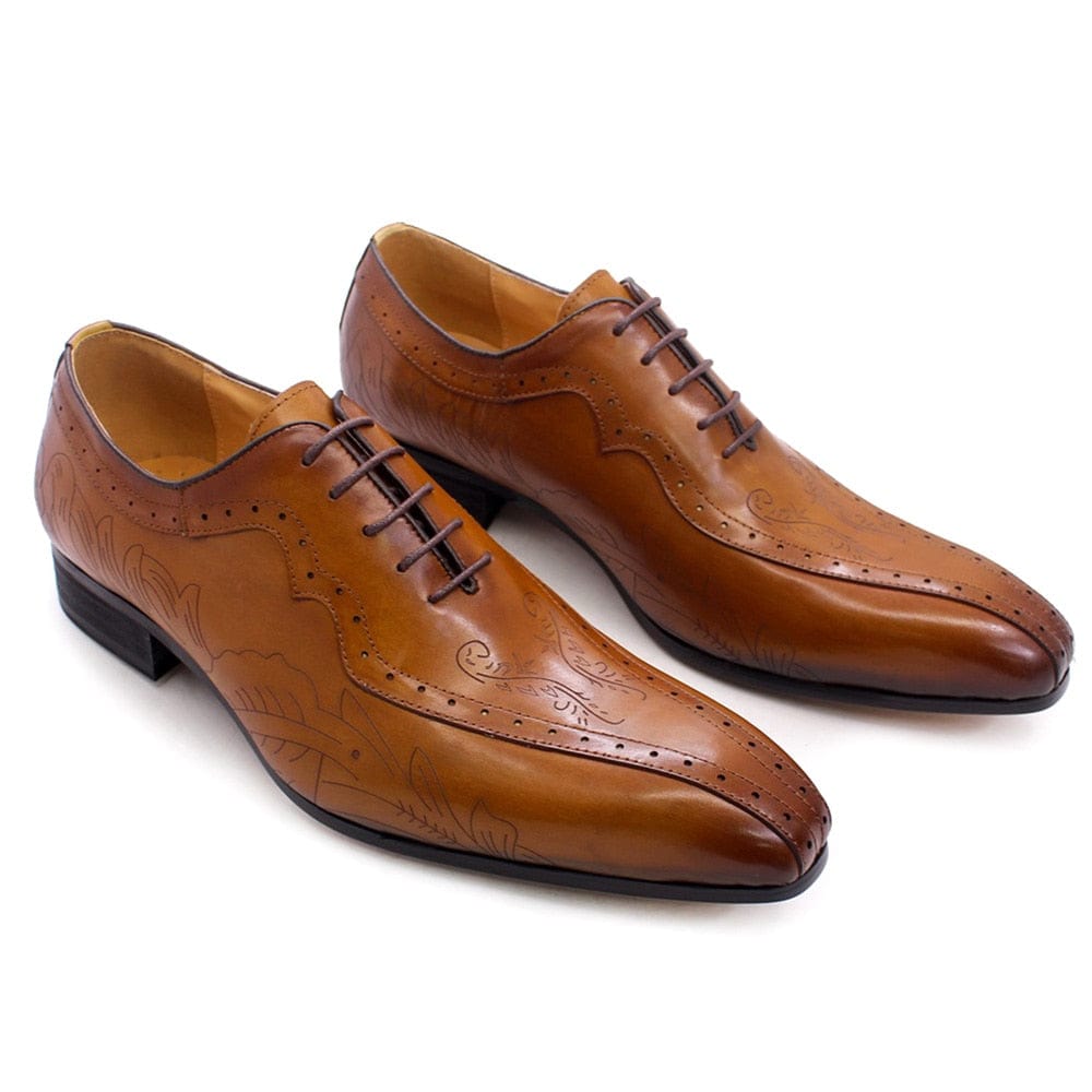 Italian Style Brown Black Genuine Leather Oxford Dress Shoes High Quality Lace Up Suit Shoes Footwear Wedding Formal Mens Shoes