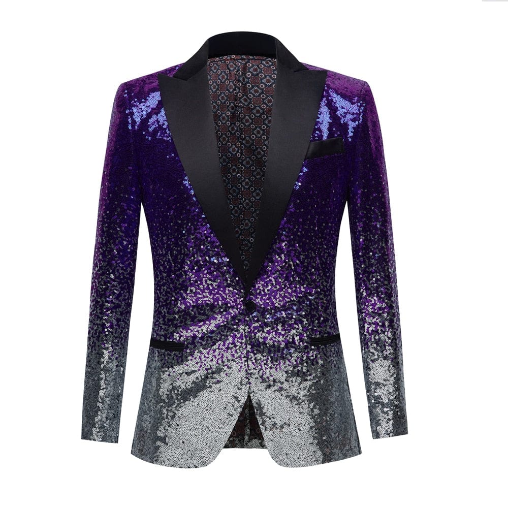 Black Sequin One Button Shawl Collar Suit Jacket Men Bling Glitter Nightclub Prom DJ Blazer Jacket Men Stage Clothes for Singers