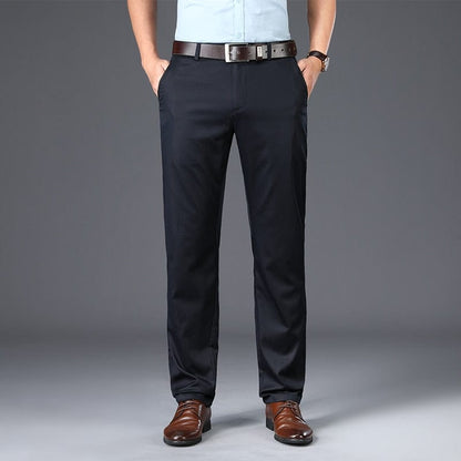 BROWON  New Arrival Casual Pants Men Mid Waist Straight Formal Long Trouser Adult Solid Color Flat Design Pant Business Men