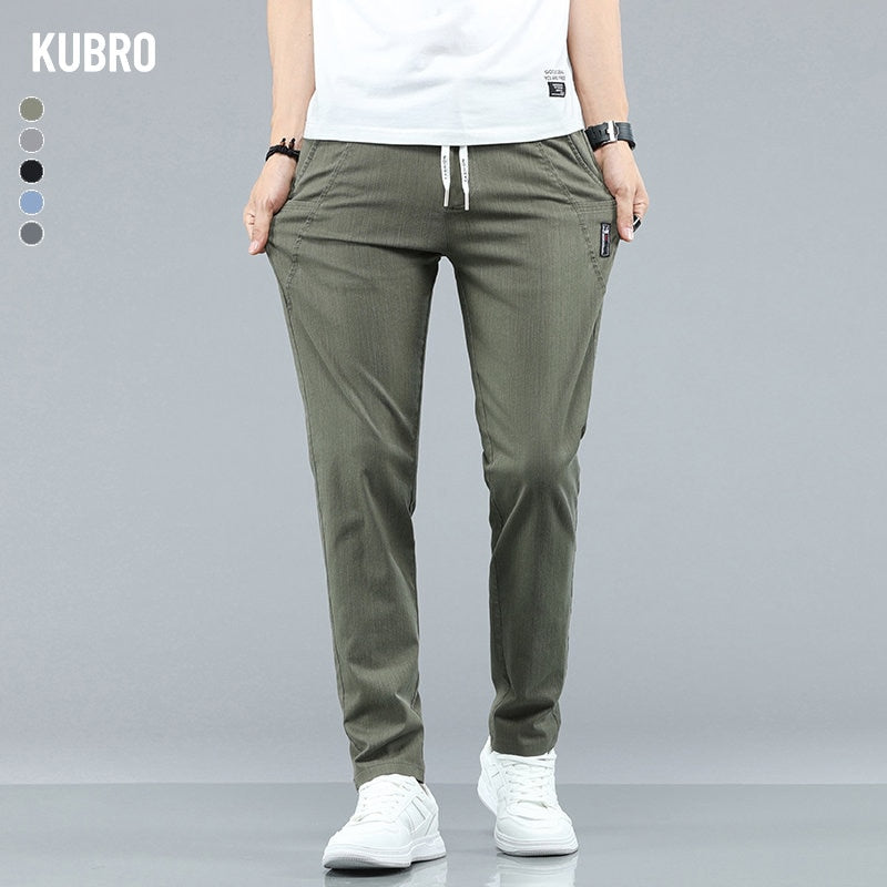 KUBRO 2023 Chic New Summer Explosion Casual Trousers Men Breathable Thin Pockets Large Capacity Wear Scratch Resistant Wrinkle