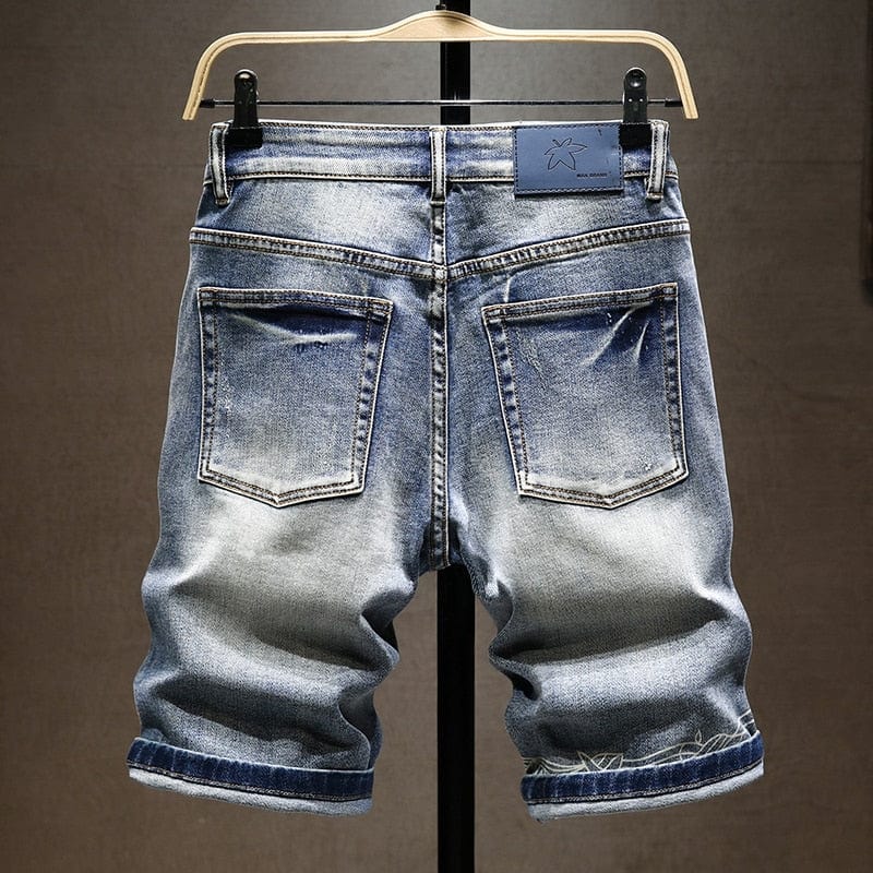 Pantaloni scurti elastici de vară pentru bărbați, pantaloni scurți din denim elastic de înaltă calitate, ocazional, de modă, de marca masculină