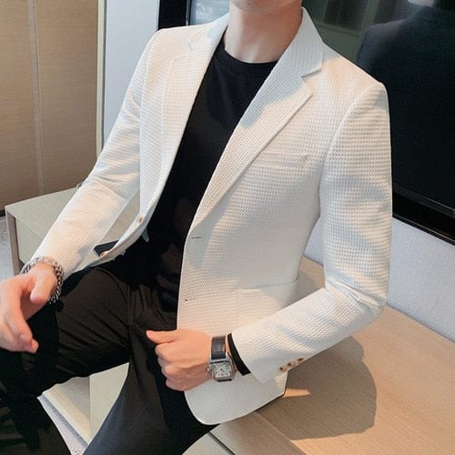 Jachete de costum clasice ocazionale Blazer pentru bărbați Nuntă Îmbrăcăminte slim Fit Blazer oversize cu un singur piept Mantoane de lux elegante coreeană