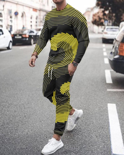 Men' s 3D SET Printed Long Sleeve Suit Men' s Sportswear Long Sleeve Men's