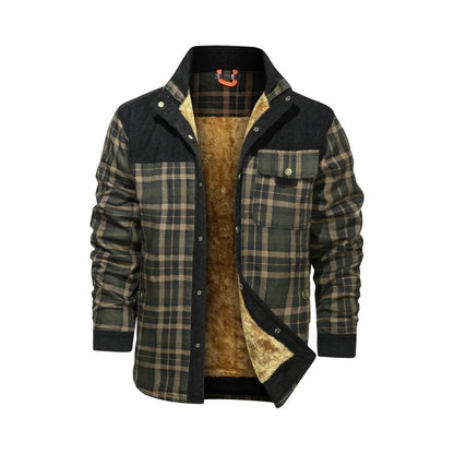 Fannel Shirt Style Jacket Autumn Winter Men's Warm Cotton Outwear Fleece Thick Daily Leisure Multiple Pockets Coat
