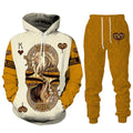 Lion Printed Men Hoodies Two Piece Sets Autumn Winter Male Hoodie Jogging Tracksuit Autumn Winter Mens Hooded Sweatshirt Sets