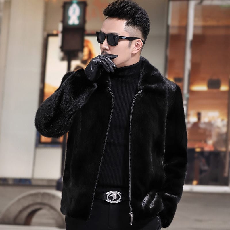 2022 Autumn Winter New Men&#39;s Faux Mink Fur Coat Lapel Thick Warm Jackets Fashion Mens Eco-Friendly Faux Fur Coats Jackets L49