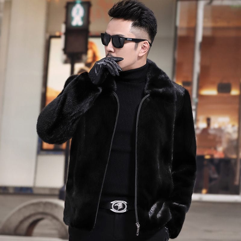 Autumn Winter New Men's Faux Mink Fur Coat Lapel Thick Warm Jackets Fashion Mens Eco-Friendly Faux Fur Coats Jackets L49