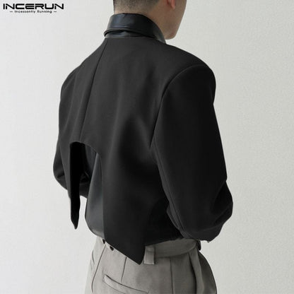 Fashion Men Blazer Solid Color Open Stitch Long Sleeve Streetwear Irregular Thin Suits Men  Casual Crop Coats S-5XL INCERUN